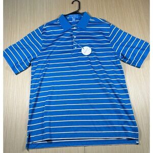 Fairway & Greene Polo‎ Shirt Mens Large Multicolor Striped Cotton Side Slit Golf